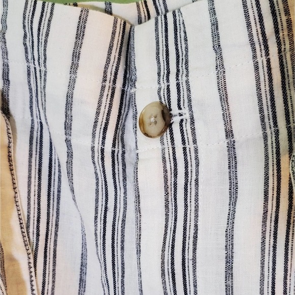 Madewell Dark Baltic Slub Stripe Linen-Blend Paperbag Pants - Picture 3 of 7